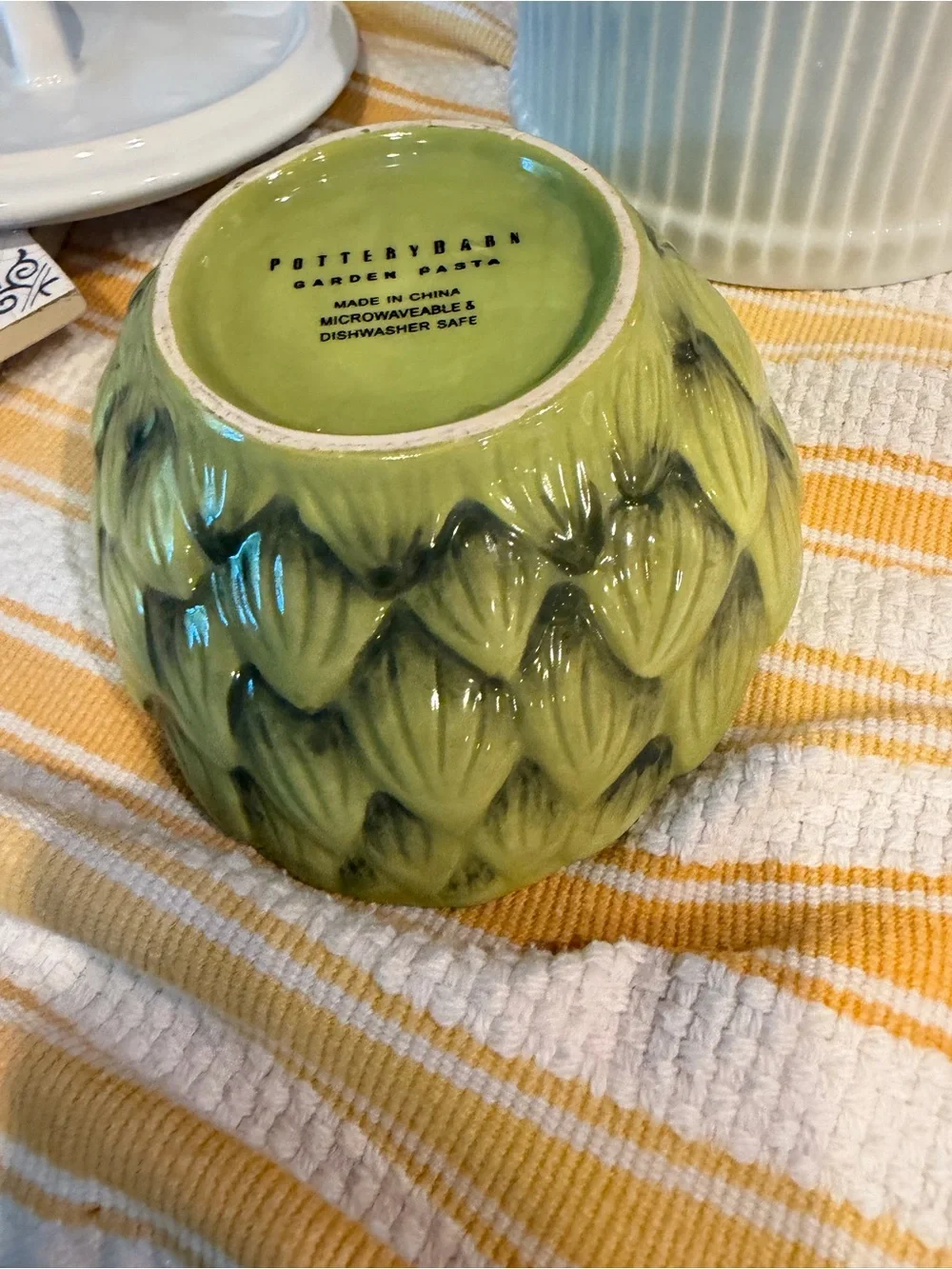 Pottery Barn garden pasta artichoke shaped serving bowl